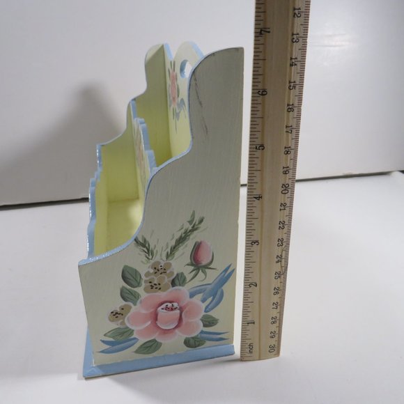 Rose Hand Painted Wood  Desk - Mail - Stationary Organizer - Picture 4 of 10